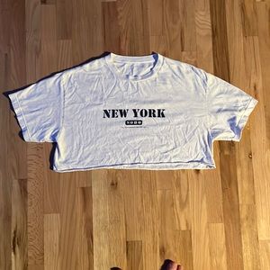 Brandy Melville Cropped New York Soho Tee (White)